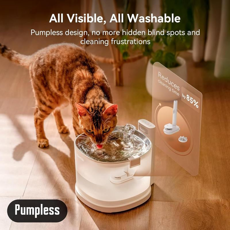 Pumpless Cat Water Fountain with Magdrive Technology