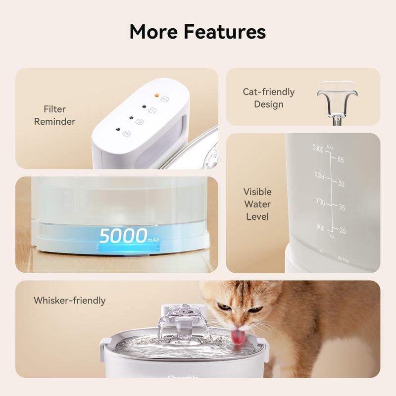 Pumpless Cat Water Fountain with Magdrive Technology